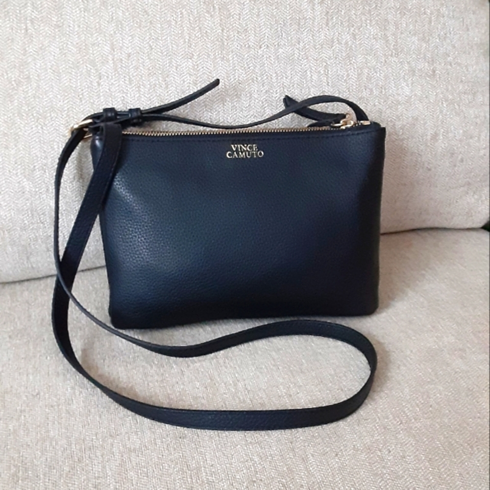 Vince Camuto black leather Amira crossbody bag